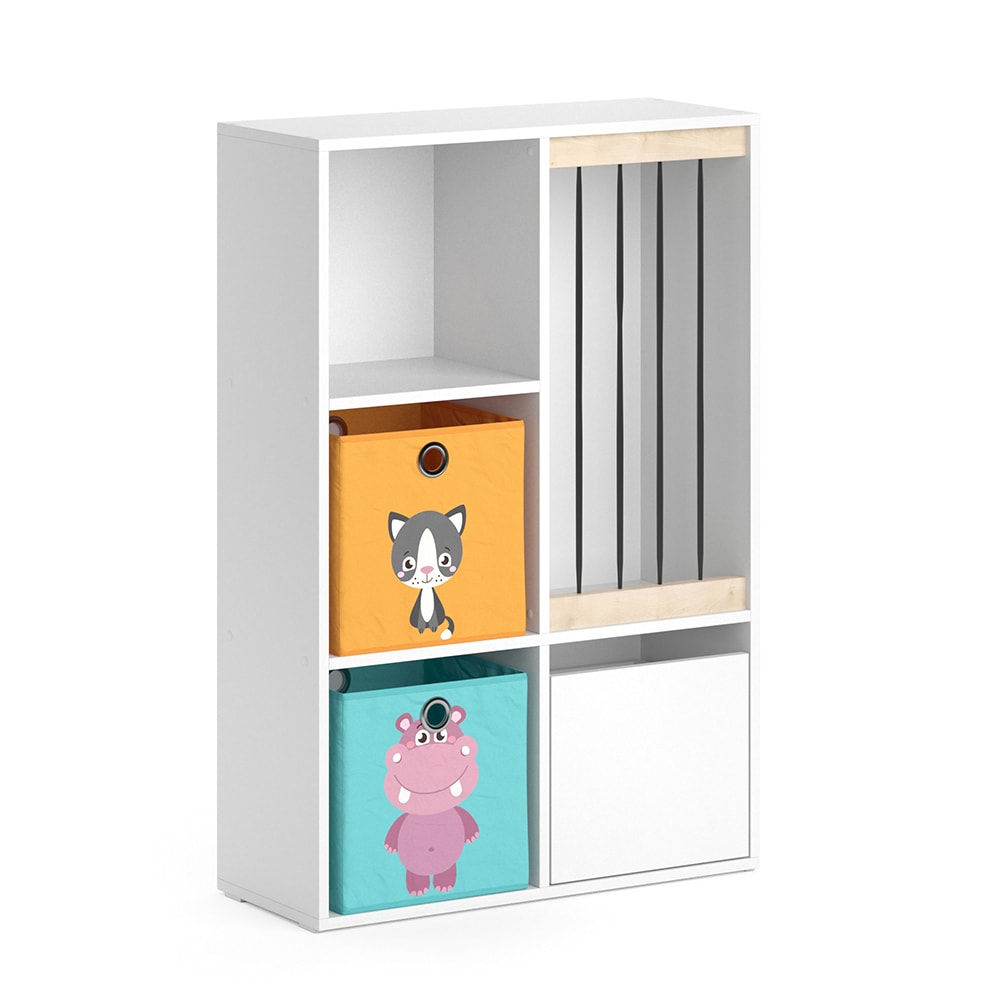 Vicco Kinderregal, Weiß 72 x 107.8cm mit 2 Faltboxen style modern WEISS SPANPLATTE Kinder