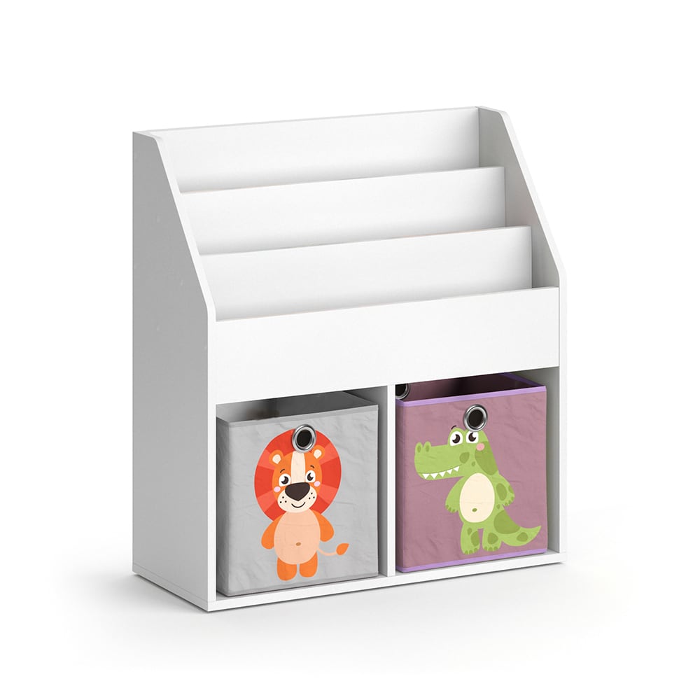 Vicco Kinderregal, Weiß 72 x 79cm mit 2 Faltboxen style modern WEISS SPANPLATTE Kinder