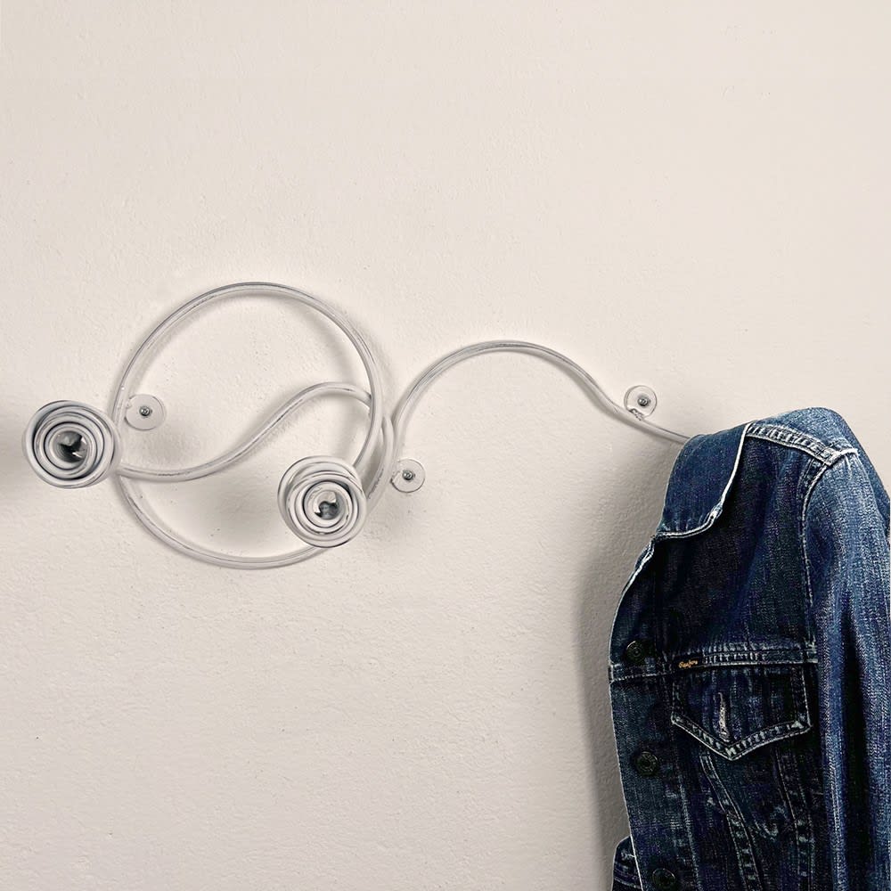 Porte manteau artisanal en acier 3 têtes blanc l.57cm - Maisons du Monde