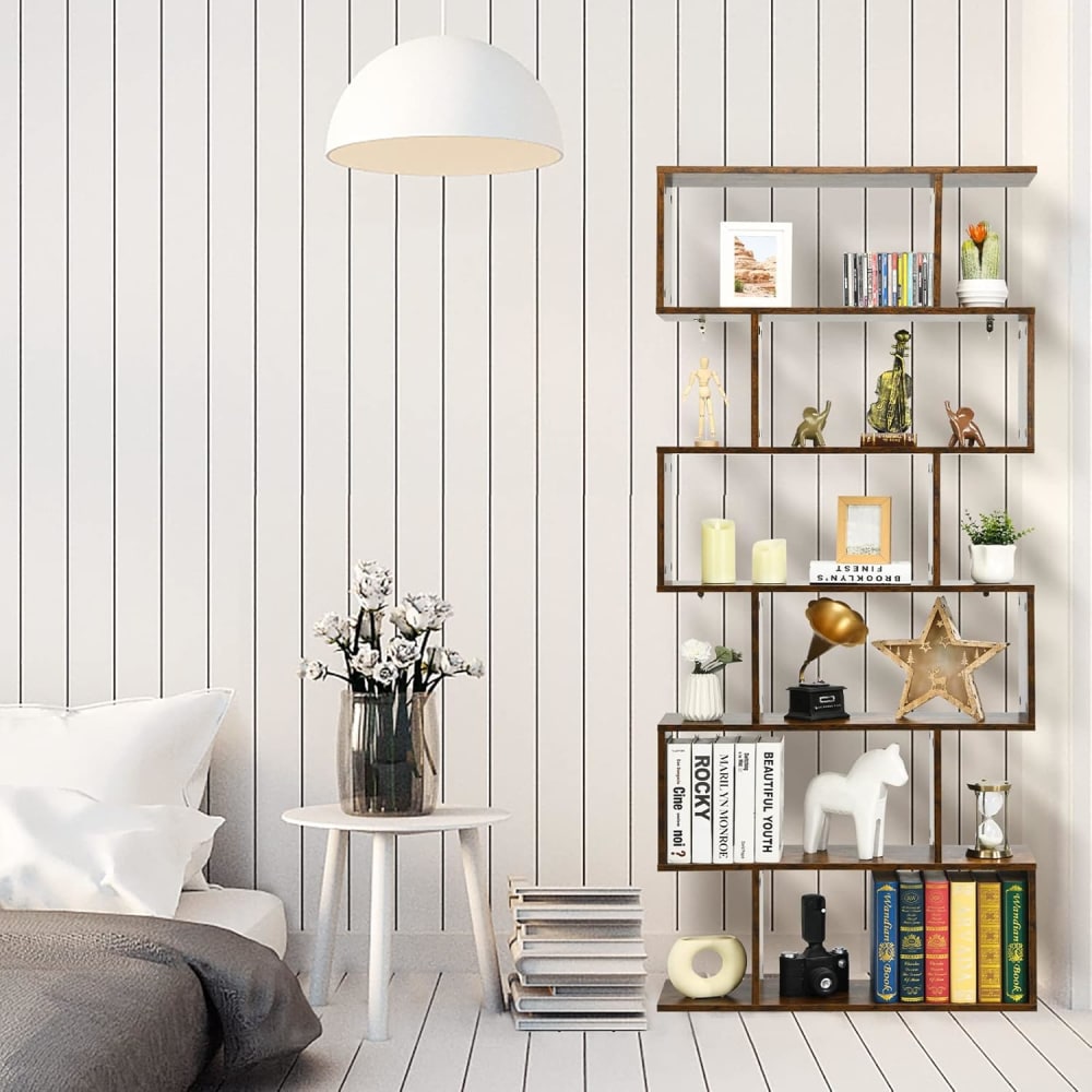 Bibliothèque étagère 6 niveaux en bois marron 80 x 23 x 191 cm - Maisons du Monde
