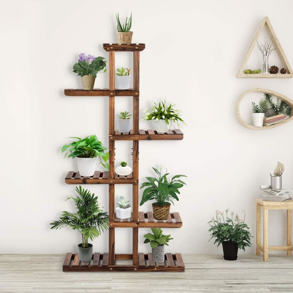 Étagère à fleurs Verticale en bois 7 tablettes 75x25x140,5cm — vue 3