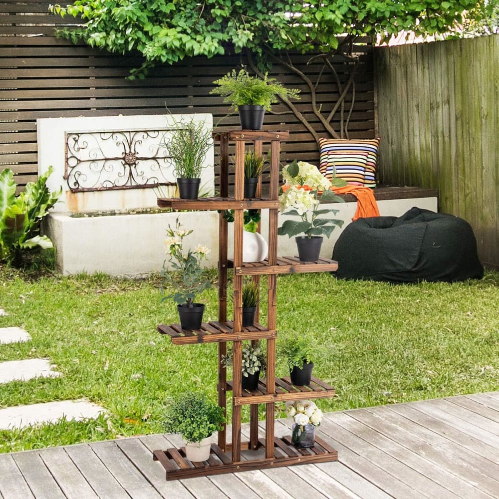 Étagère à fleurs Verticale en bois 7 tablettes 75x25x140,5cm — vue 4