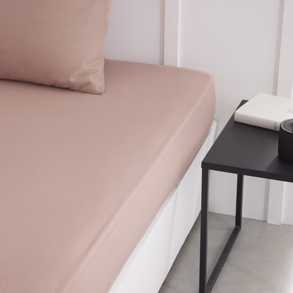 Drap housse grand bonnet 2 personnes uni coton  160x200 cm rose