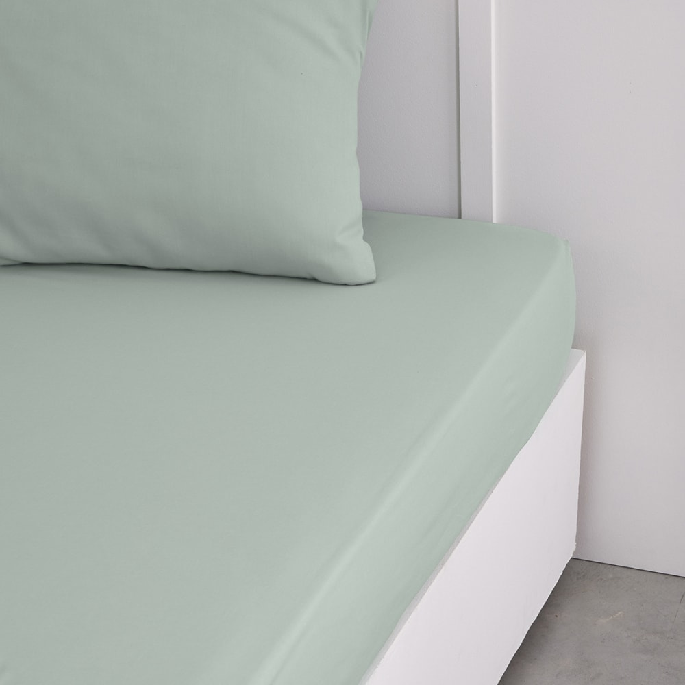 Drap housse grand bonnet 2 personnes uni coton 160x200 cm vert