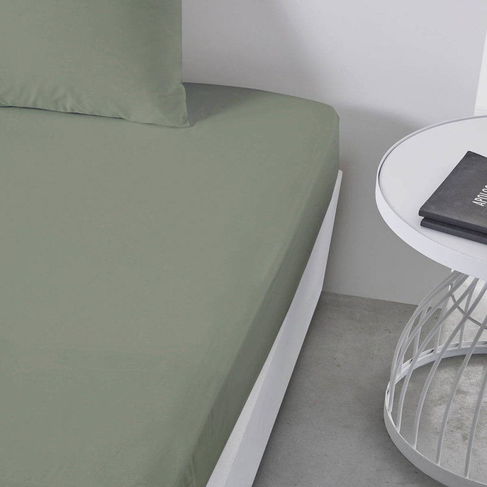 Drap housse grand bonnet 2 personnes uni coton  160x200 cm Vert