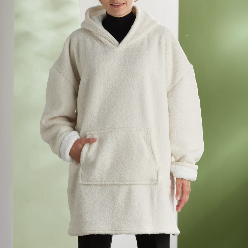Plaid sweat en bouclette 70x87cm blanc Plaid sweat en bouclette 70x87cm blanc