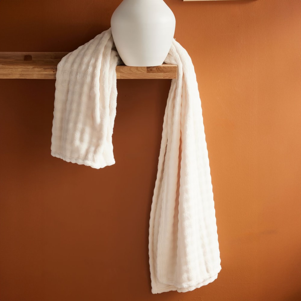 Plaid damier uni  130x180cm Blanc