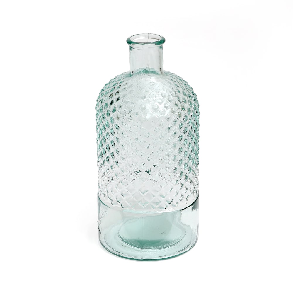 Bouteille verre recyclé bleu 14x14x28cm Bouteille verre recyclé bleu 14x14x28cm
