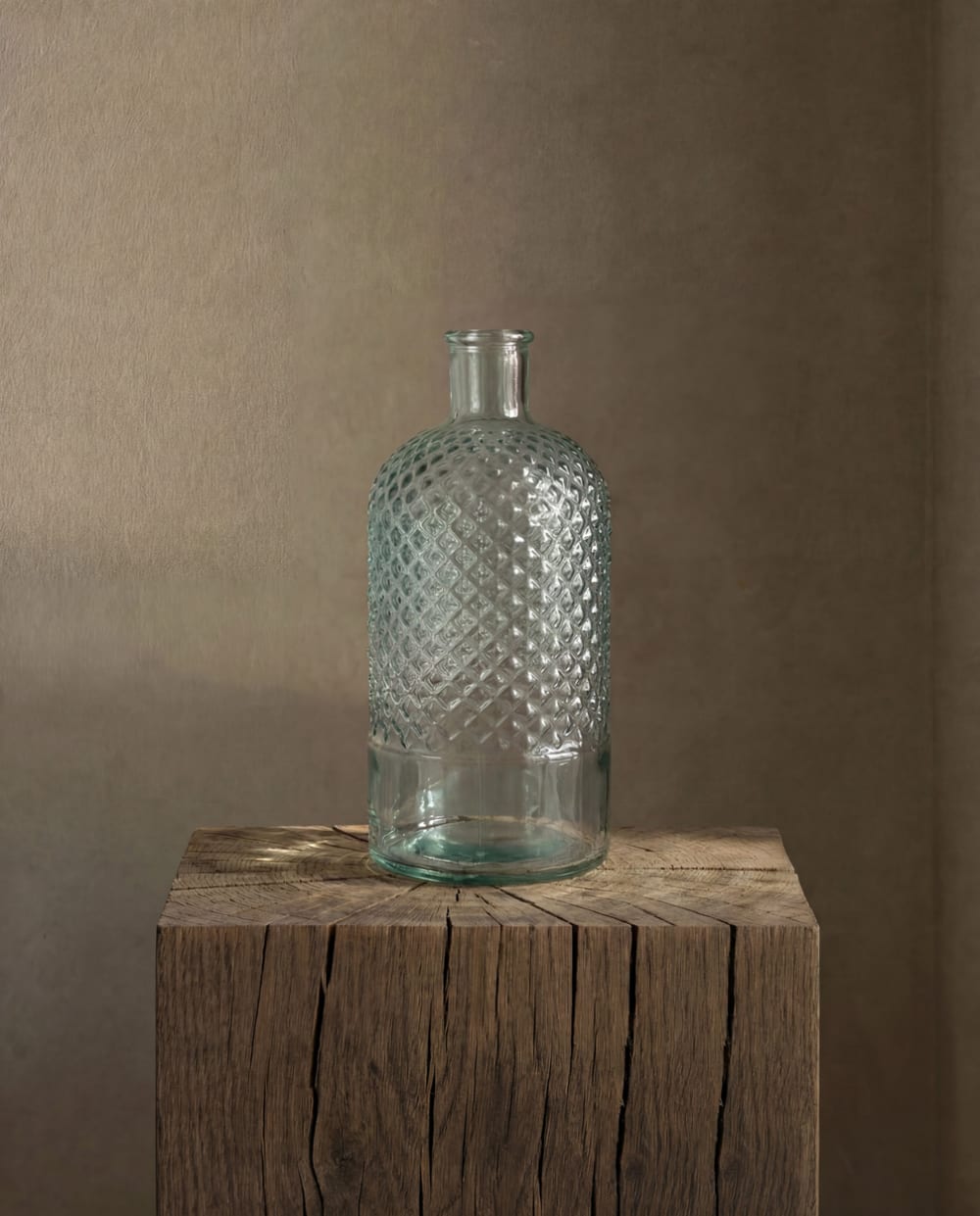 Bouteille verre recyclé bleu 14x14x28cm - Maisons du Monde