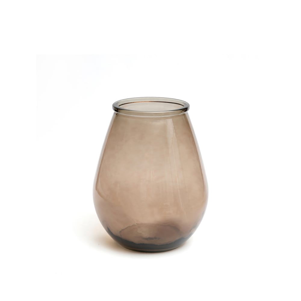 Vase verre recyclé beige 19x19x23cm