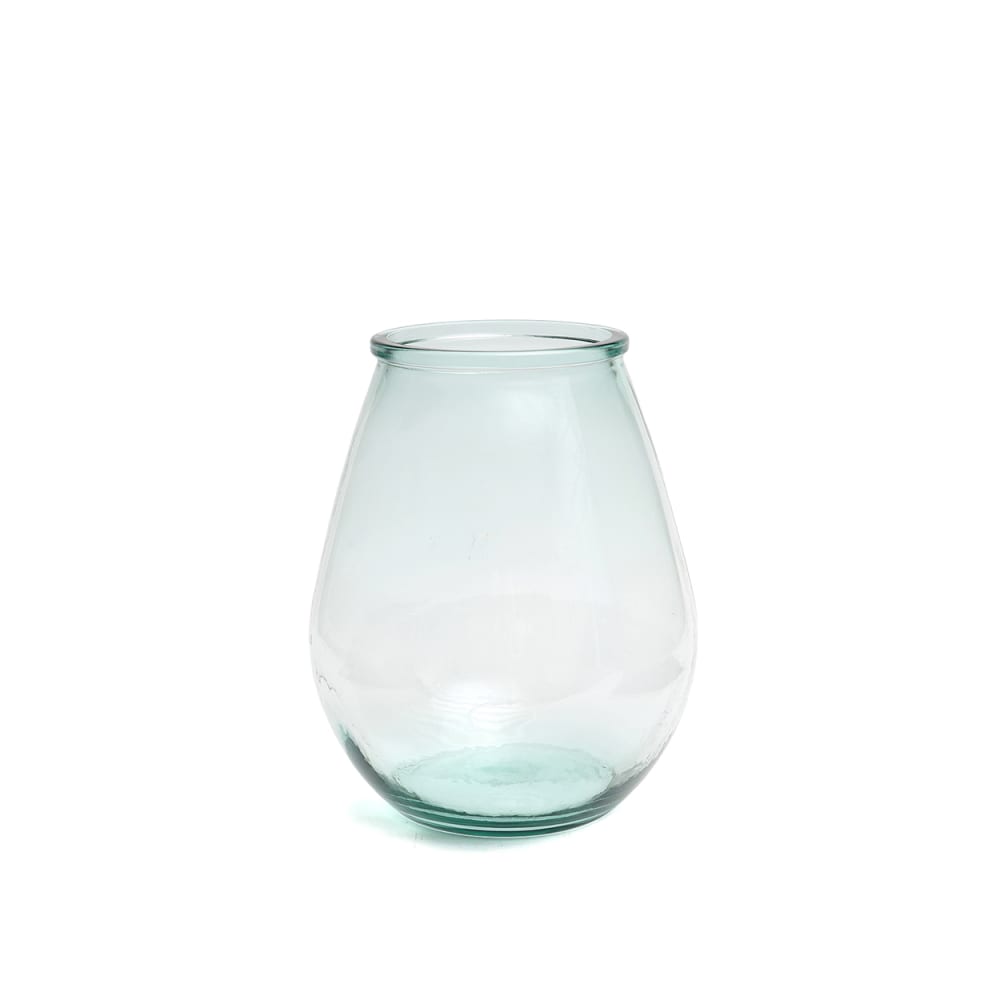 Vase verre recyclé bleu 19x19x23cm