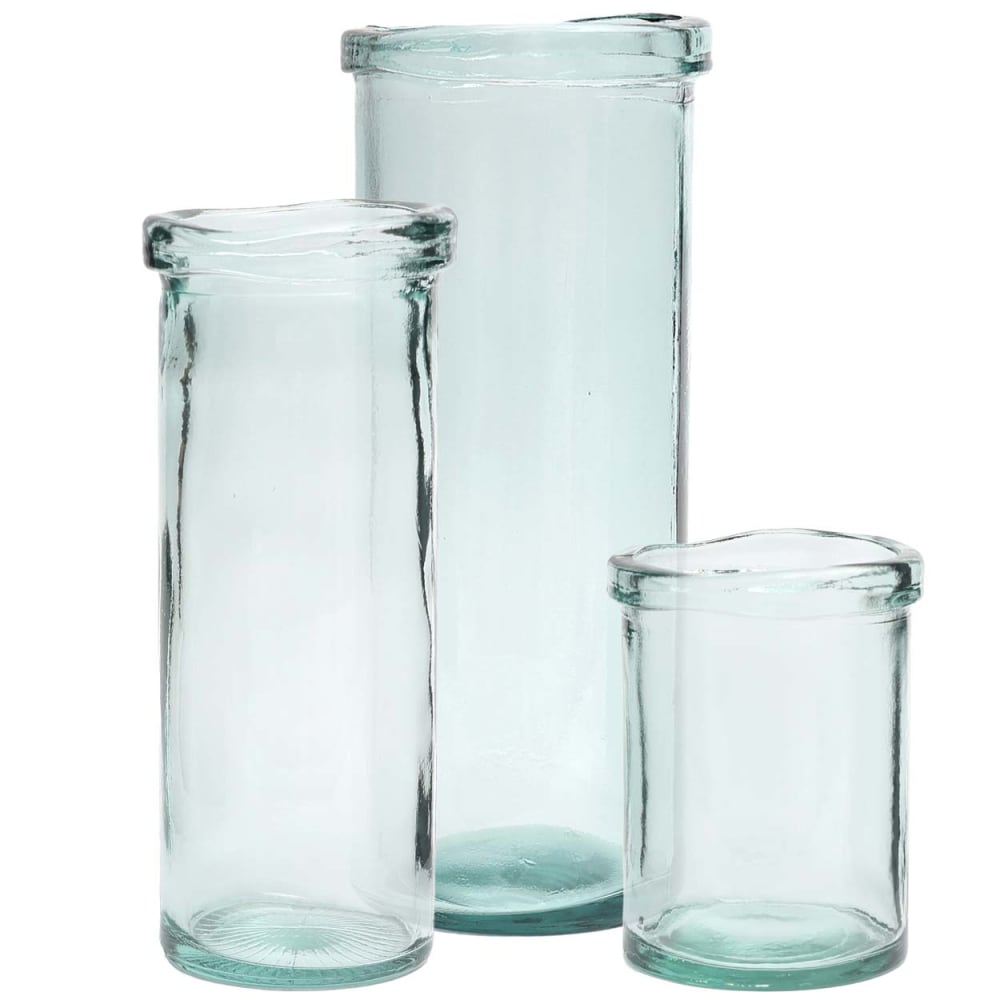 Vase verre recyclé bleu 15x15x36cm