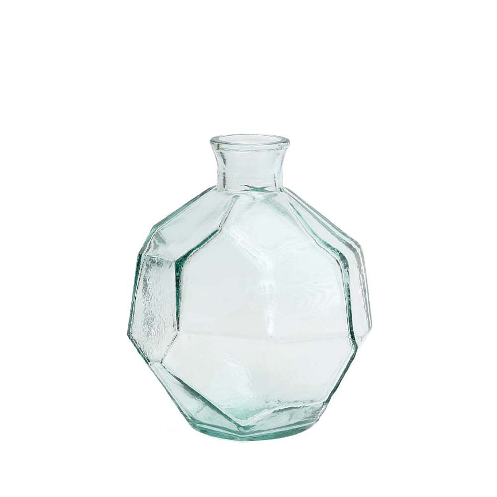 Bazar Bizar Vase aus recyceltem glas in blau, 16x16x18cm style seaside - -