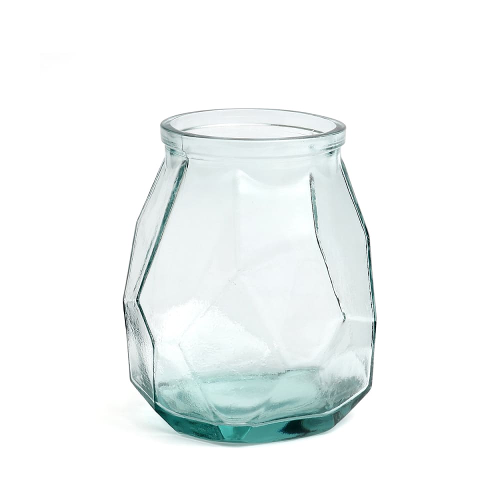 Vase verre recyclé bleu 17x17x19cm