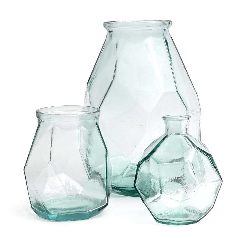 Vase verre recyclé bleu 17x17x19cm — vue 3