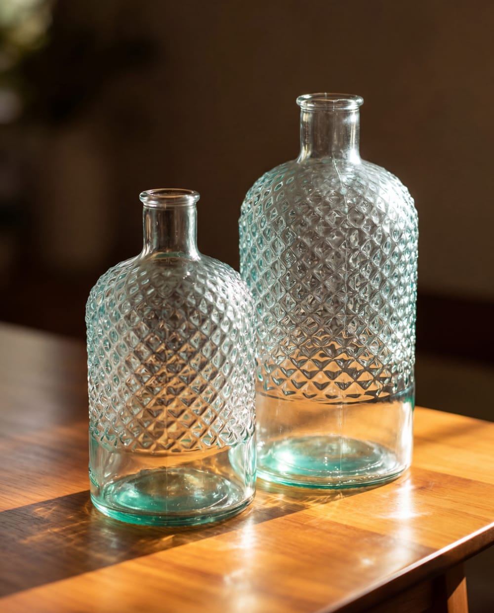 Bouteille verre recyclé bleu 12x12x22cm - Maisons du Monde