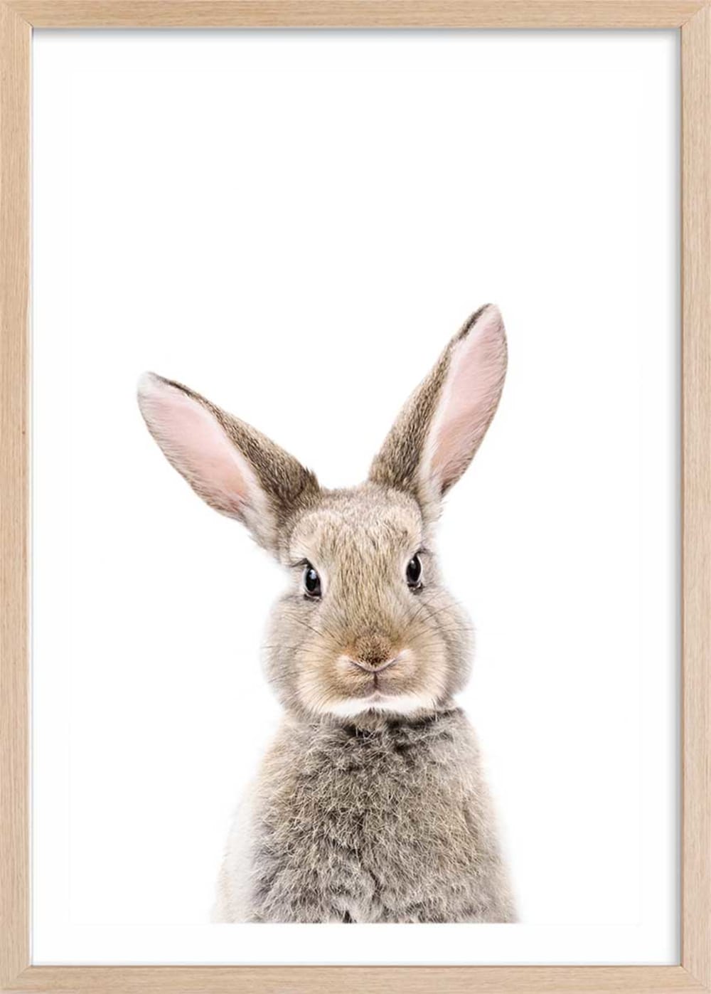 Affiche enfant bébé lapin avec cadre bois 40x60 cm