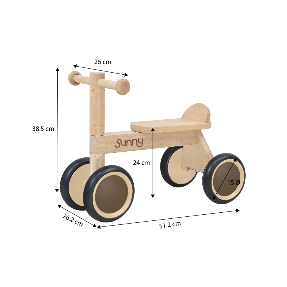 Draisienne 4 roues en bois naturel  - 1,5 an à 3 ans (Sunny) - Image 2