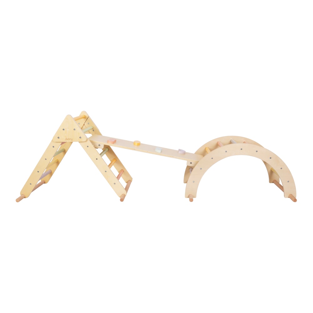Structure à grimper montessori en bois et couleurs pastelles - Maisons du Monde