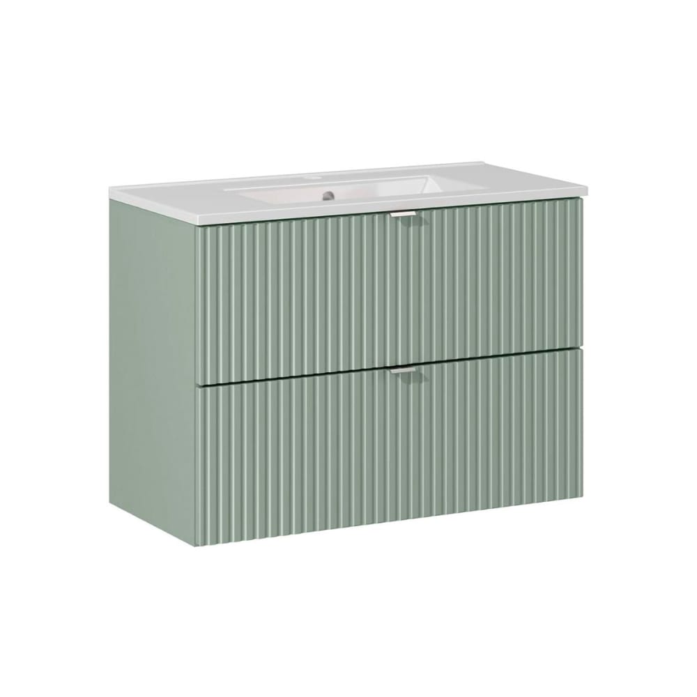 Petits meubles Meuble simple vasque encastrée 80cm panneaux mélaminé et mdf vert Vert Panneau De Particules - 80x57x40cm