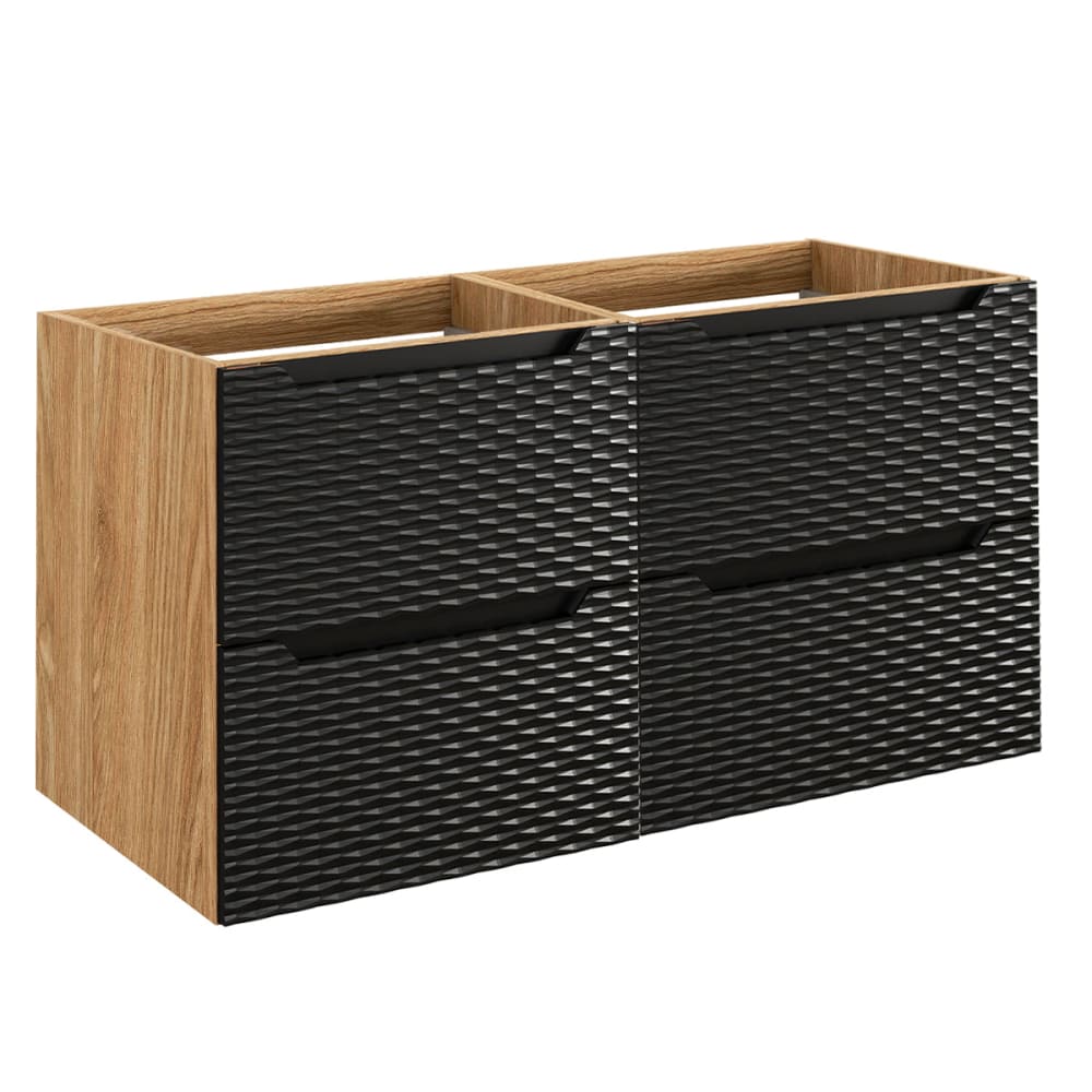 Petits meubles Waschbeckenunterschrank 120cm Melamin Schwarz und Holz Schwarz Spanplatte