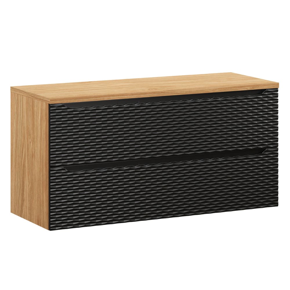 Petits meubles Waschtisch 120cm 2 Schubladen Melamin Schwarz und Holz Schwarz Spanplatte