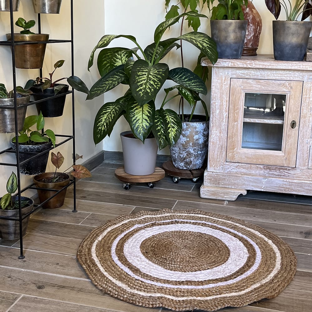 Tapis rond en jute et coton — vue 4