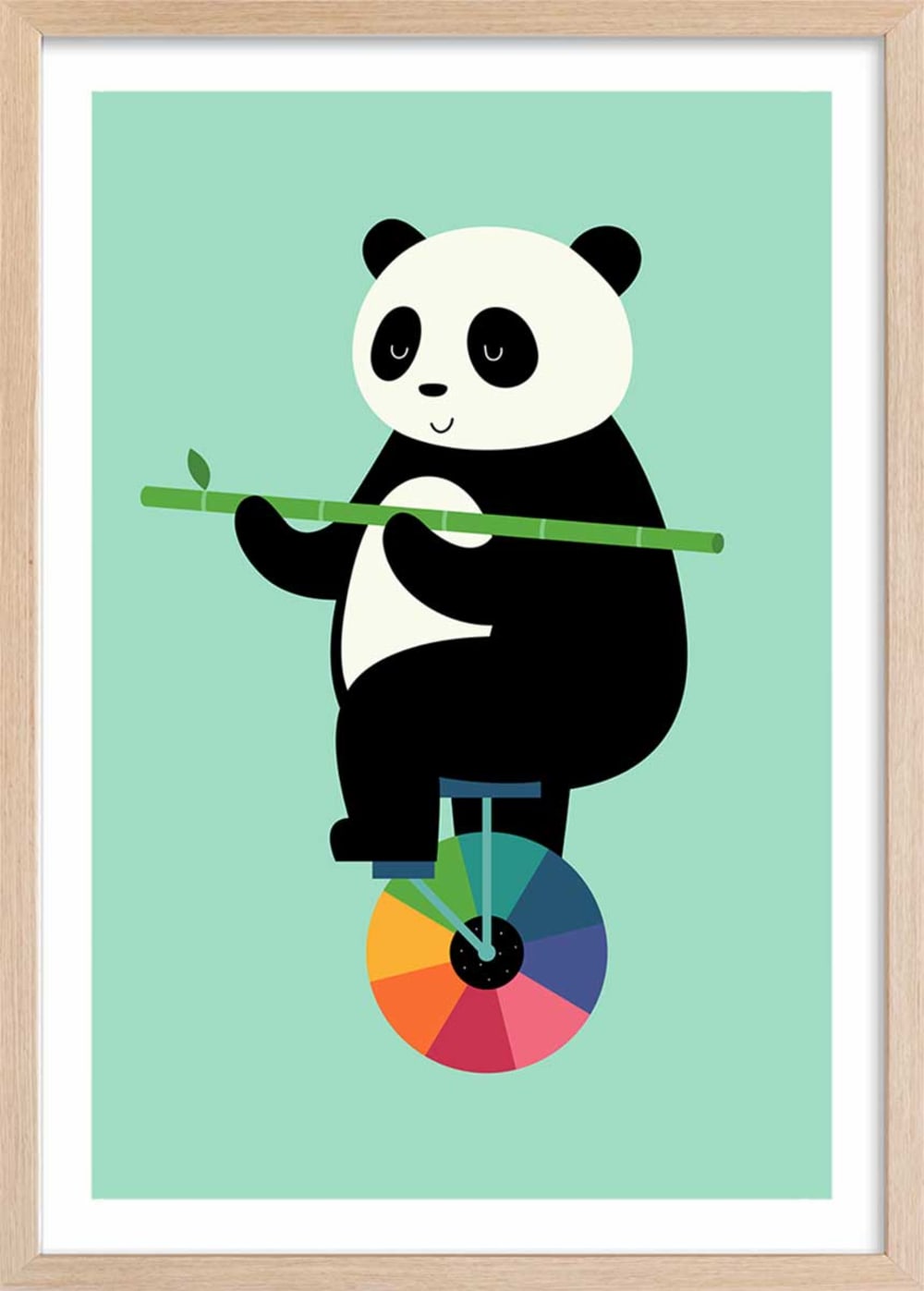 Affiche enfant cirque panda  avec cadre bois 40x60 cm