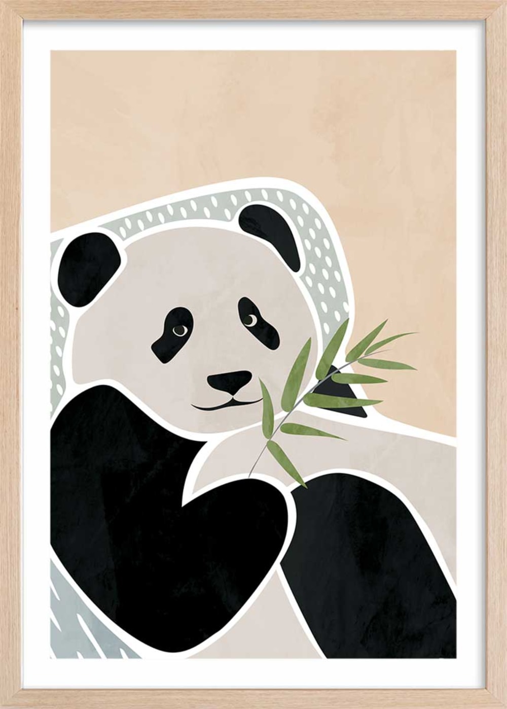 Affiche enfant panda  avec cadre bois 40x60 cm