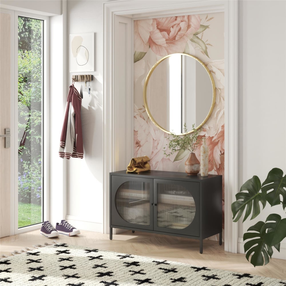 Dorel Home Vitrine mit 2 Glastüren aus Metall, schwarz - Metall