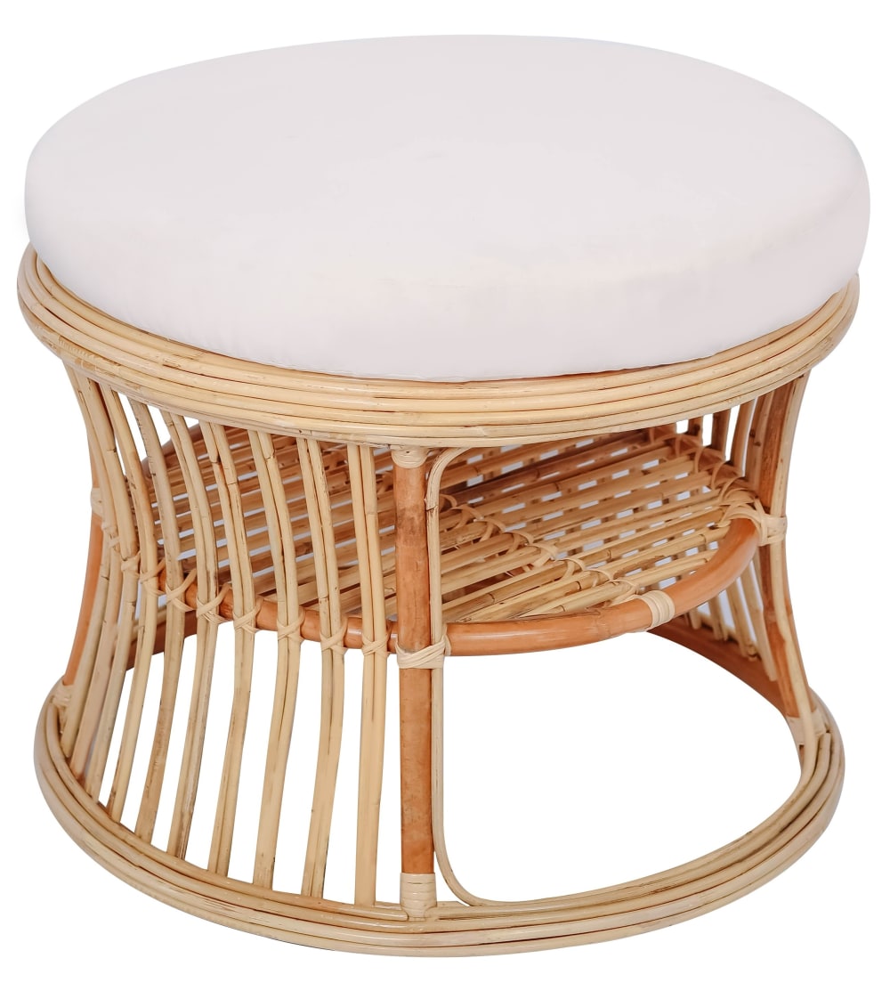 Pouf bout de canapé en rotin naturel beige