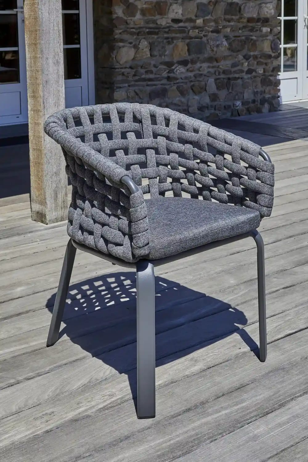 dcb garden Set mit 2 Gartensesseln aus geflochtenem Seil, Alu style modern Schwarz Aluminium