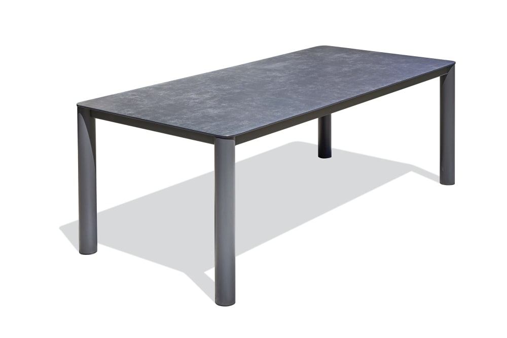 Table de jardin 8 places alu plateau céramique sur verre