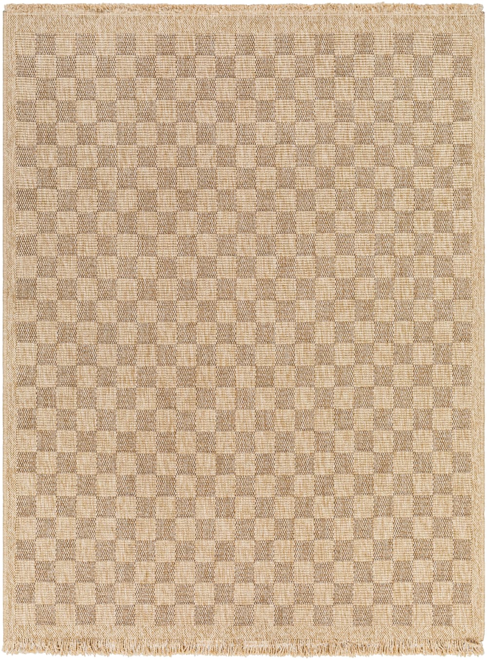 Tapis d'Extérieur/Intérieur à Carreaux Aspect Jute Beige 200x275