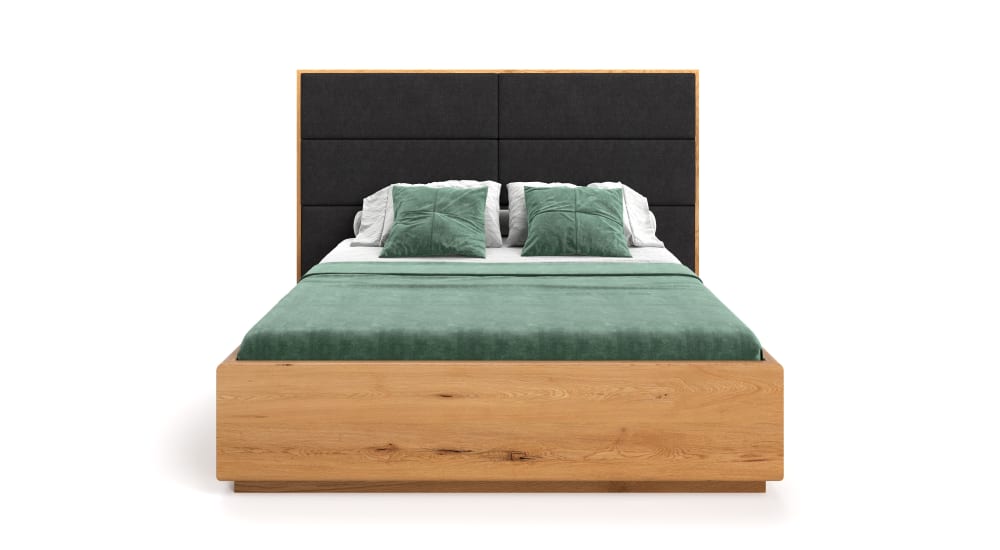 Danzz Bett mit Stauraum aus massiver Eiche, schwarz 160x200 - Holz