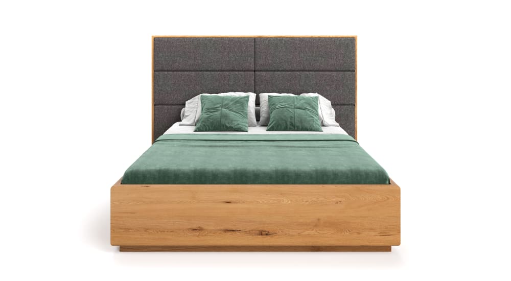 Danzz Bett mit Stauraum aus massiver Eiche, grau 160x220 - Holz