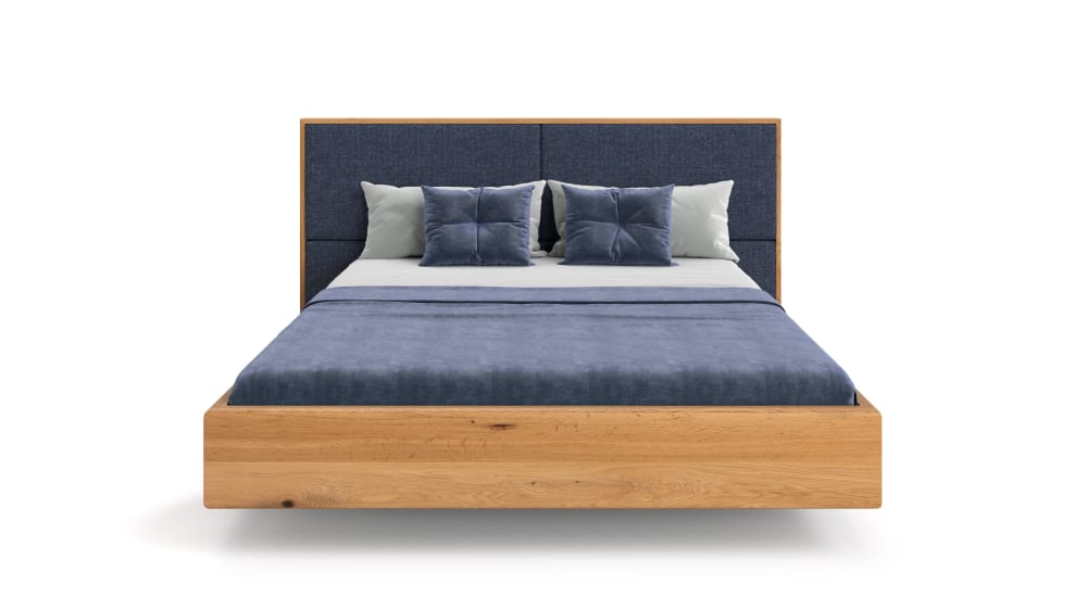 Danzz Schwebendes Bett aus Eichenholz, dunkelblau 140x200 - -