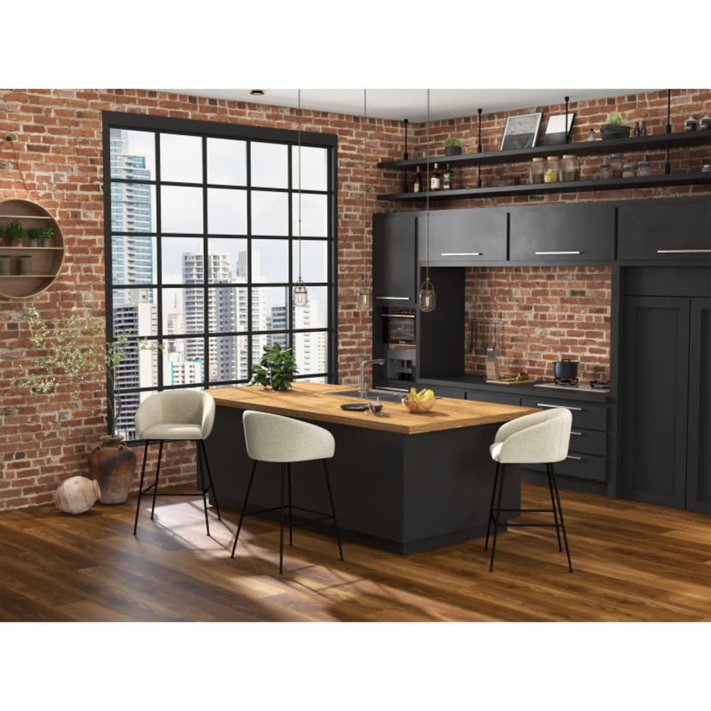 Barstuhl aus Stoff Luxury Grège (x2) - Maisons Du Monde