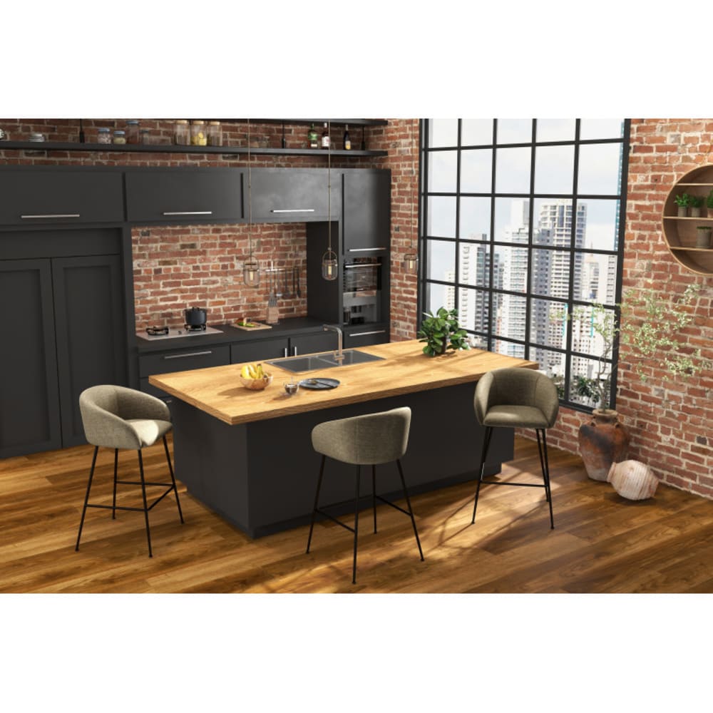 Barstuhl aus Stoff Luxury Braun (x2) - Maisons Du Monde
