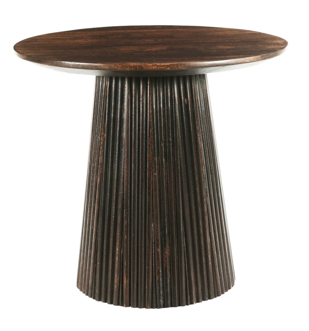 Table basse ronde D50 cm en bois massif brun