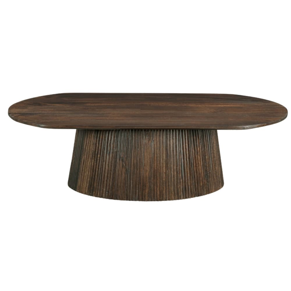 SIENNE- Table basse ovale en bois massif brun