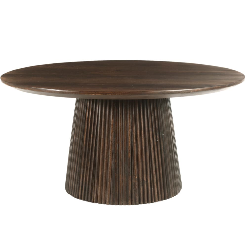 SIENNE- Table basse ronde D80 cm en bois massif brun