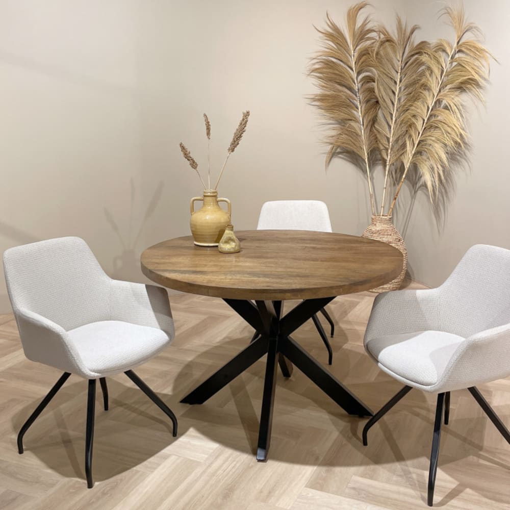 Runder Esstisch für 4 Personen D140 cm, Massivholz - Maisons Du