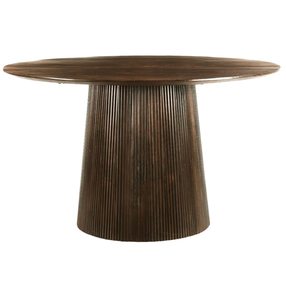 Table à manger ronde 4 personnes d130 cm en bois massif brun