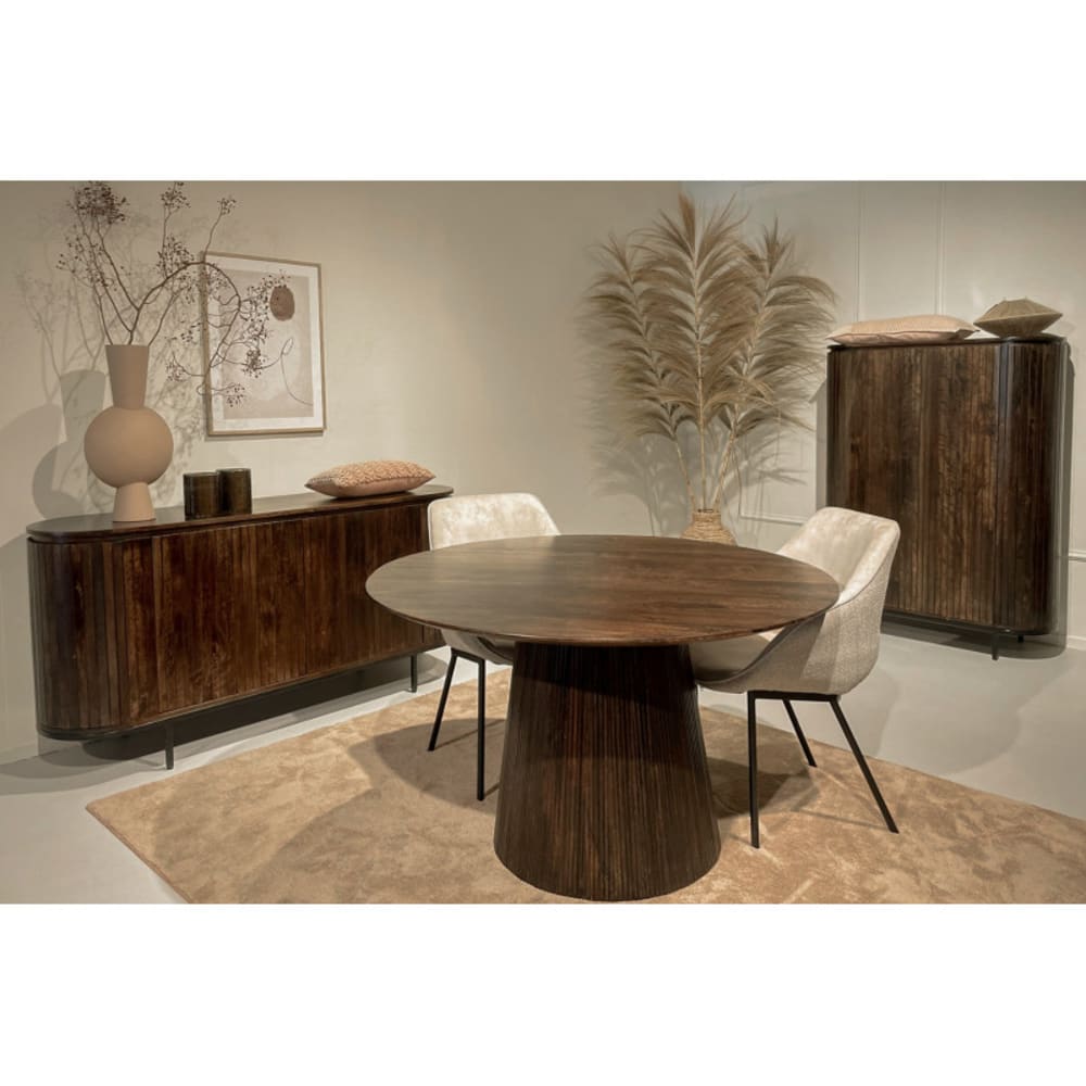 Runder Esstisch 4 Personen D130 cm braunem Holz - Maisons Du