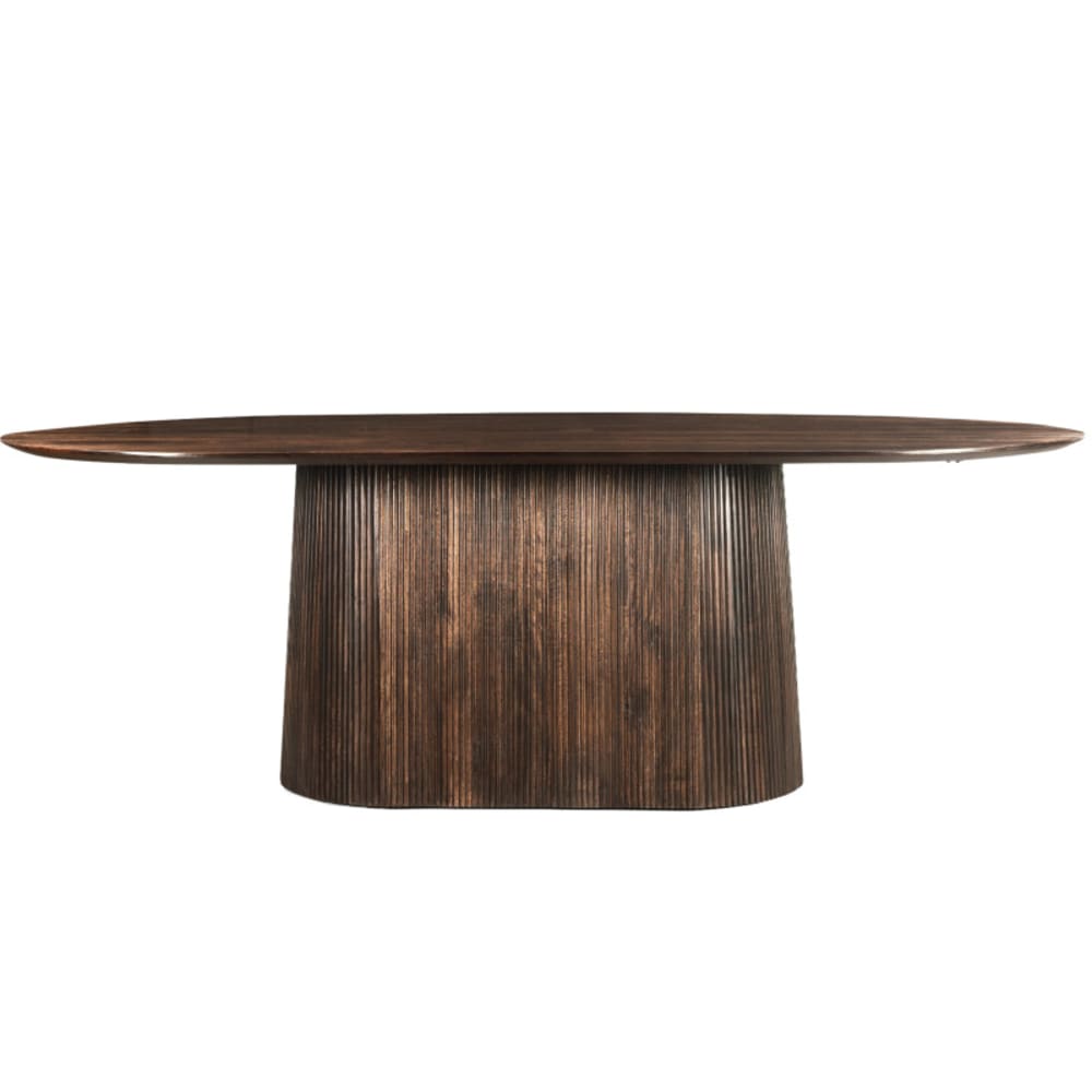 SIENNE- Table à manger Ovale 6/8 personnes 200 cm en bois massif brun