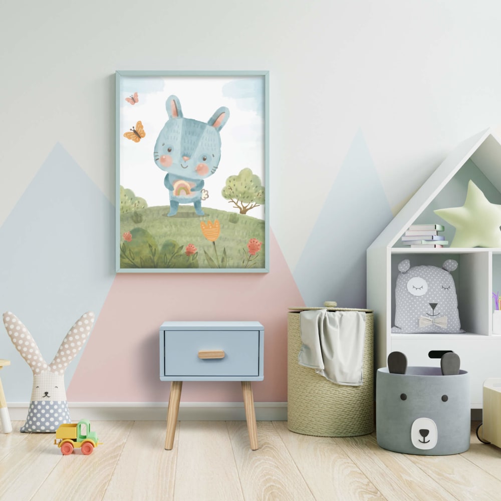 Table de chevet pour enfants bleu ciel et marron avec 1 tiroir - Maisons du Monde