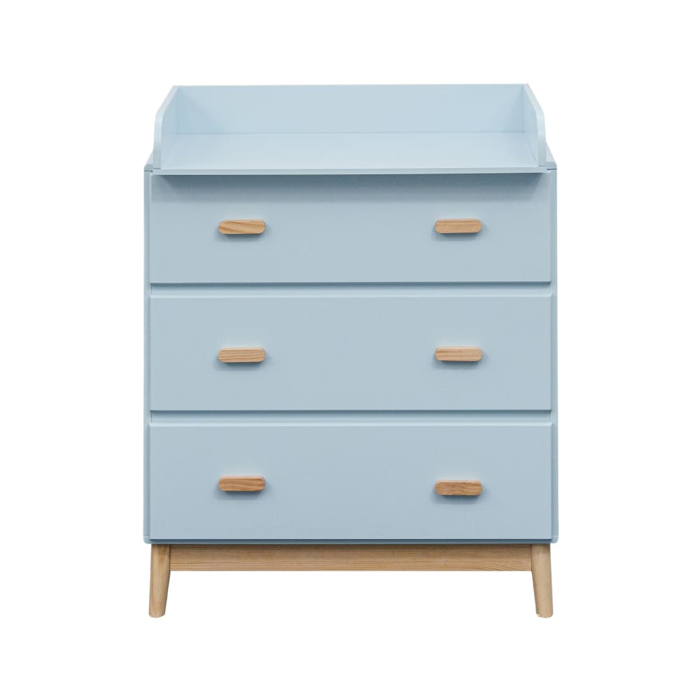 Mobili Rebecca Wickelkommode mit 3 Schubladen, 100x80x42 cm, hellblau und braun style modern MEHRFARBIG SPANPLATTE Baby