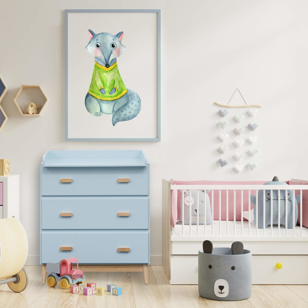 Commode à langer avec 3 tiroirs bleu ciel et marron - Maisons du Monde