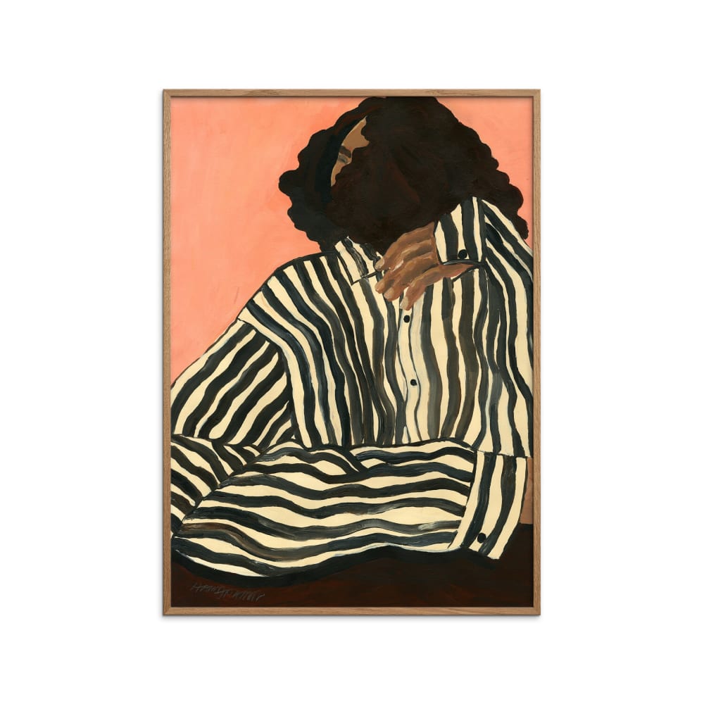 Affiche ''Serene Stripes'' Cadre en Chêne - 70x100 cm